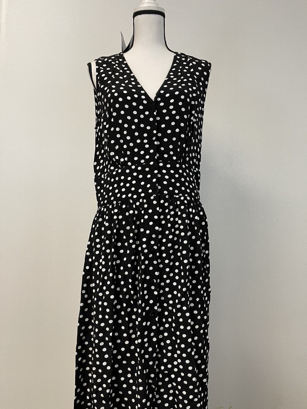 Pause Cafe A Line Dress 14 Polka Dot Black Sleeveless Swing EU:44 n106